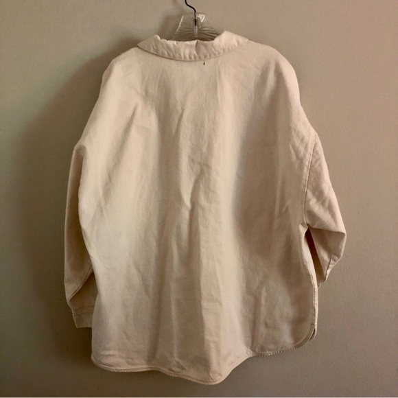 Black Tape_ Plus Size Oversized Cream Denim Shacket - Picture 2 of 10